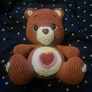 Handcrafted Crochet Bear Plush - Red and White